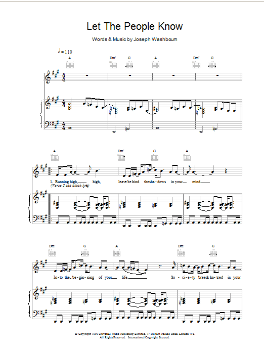 Download Toploader Let The People Know Sheet Music and learn how to play Piano, Vocal & Guitar PDF digital score in minutes