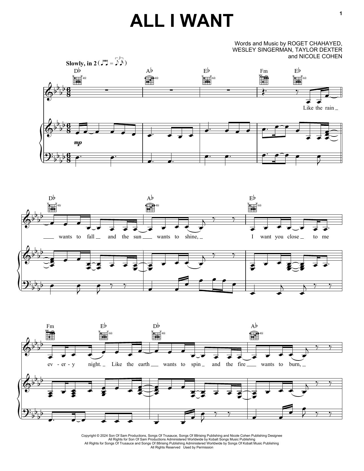 Download Tori Kelly All I Want (from the Netflix series Bridgerton) Sheet Music and learn how to play Piano, Vocal & Guitar Chords (Right-Hand Melody) PDF digital score in minutes