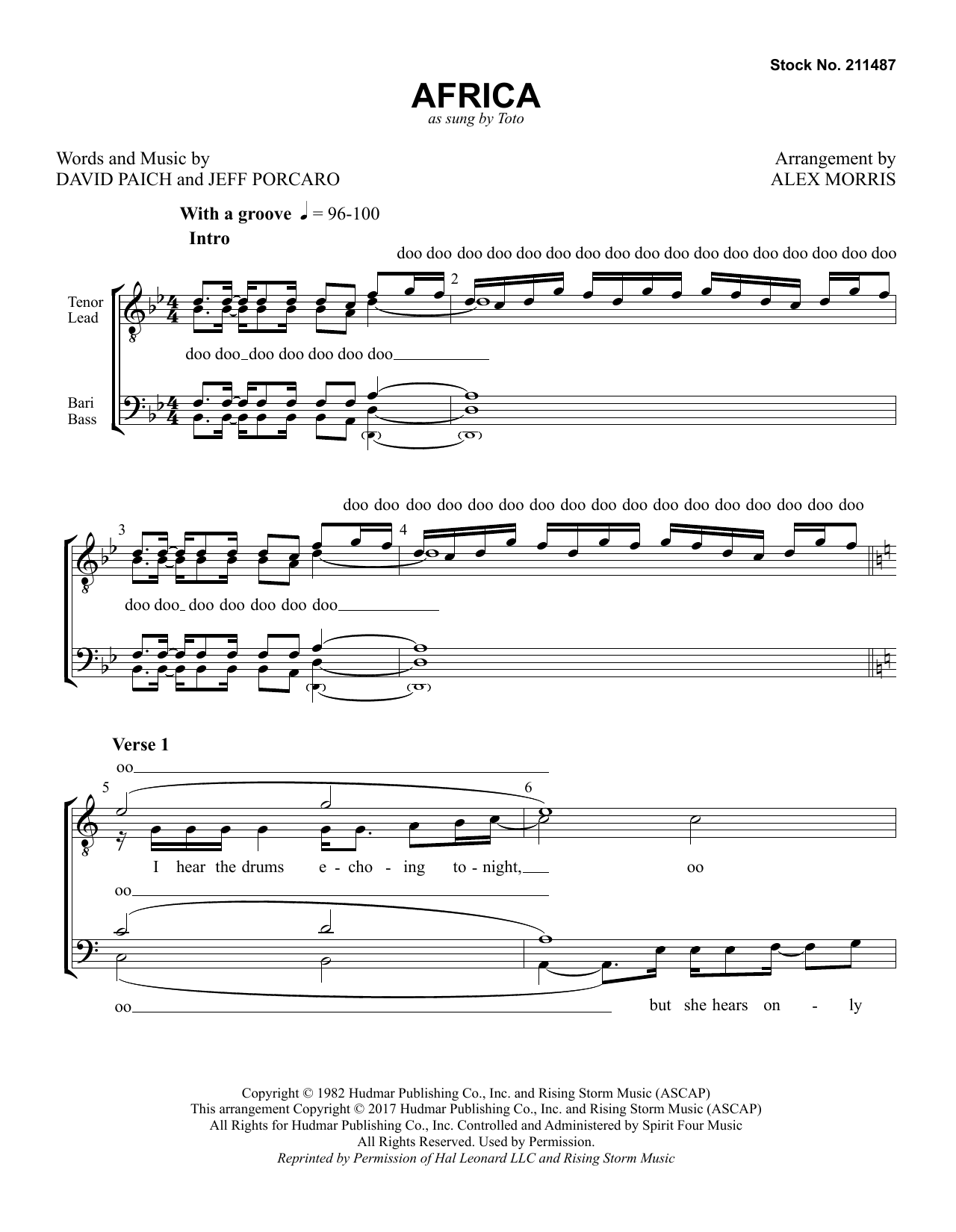 Download Toto Africa (arr. Alex Morris) Sheet Music and learn how to play TTBB Choir PDF digital score in minutes