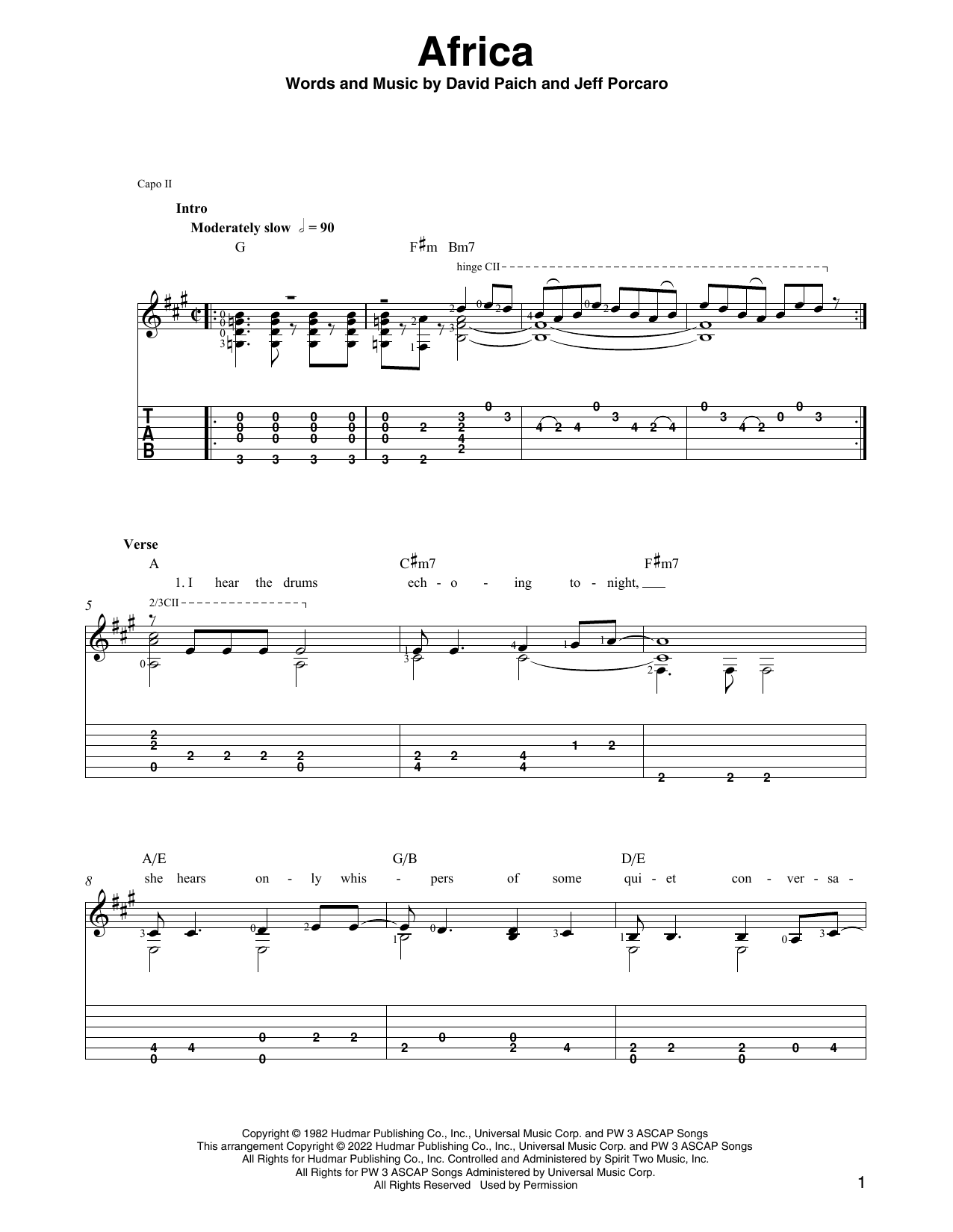 Download Toto Africa (arr. Ben Pila) Sheet Music and learn how to play Solo Guitar PDF digital score in minutes