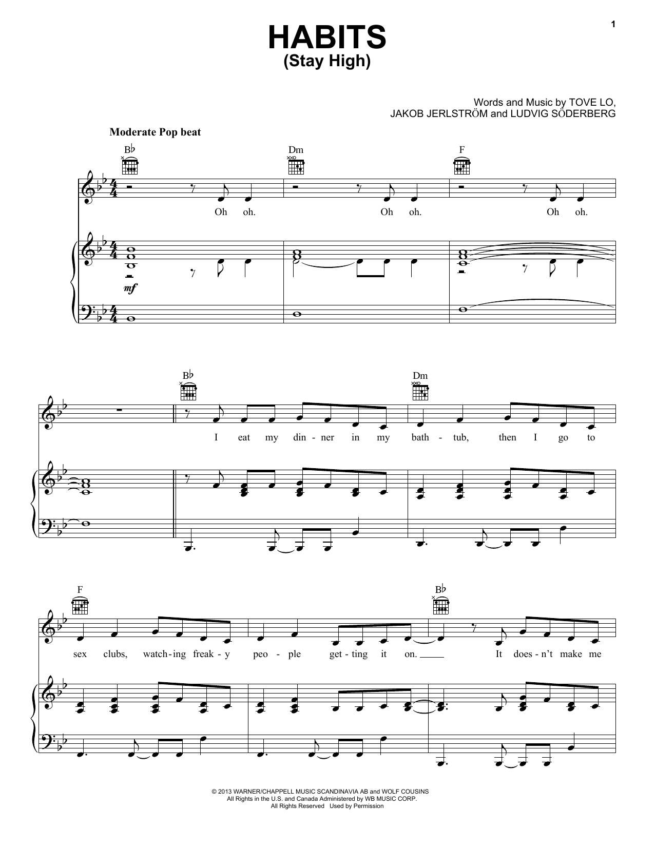 Download Tove Lo Habits (Stay High) Sheet Music and learn how to play Easy Guitar Tab PDF digital score in minutes