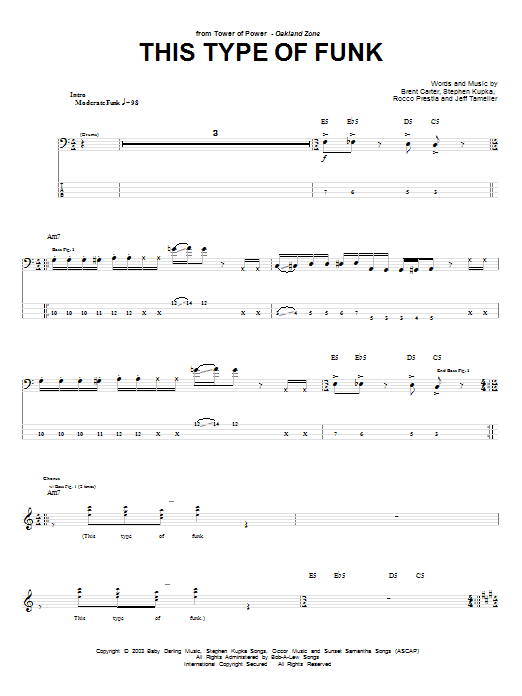 Download Tower Of Power This Type Of Funk Sheet Music and learn how to play Bass Guitar Tab PDF digital score in minutes