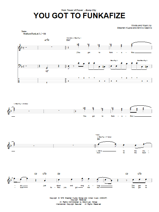 Download Tower Of Power You Got To Funkafize Sheet Music and learn how to play Bass Guitar Tab PDF digital score in minutes