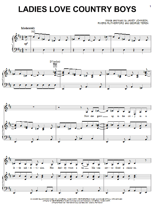 Download Trace Adkins Ladies Love Country Boys Sheet Music and learn how to play Piano, Vocal & Guitar (Right-Hand Melody) PDF digital score in minutes