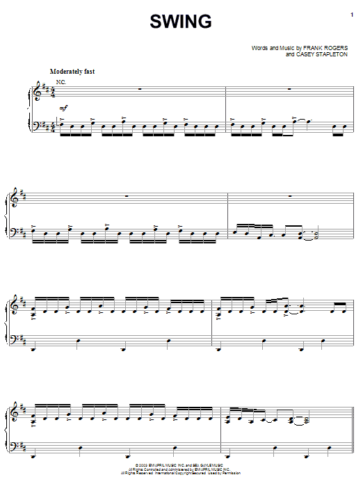 Download Trace Adkins Swing Sheet Music and learn how to play Piano, Vocal & Guitar (Right-Hand Melody) PDF digital score in minutes