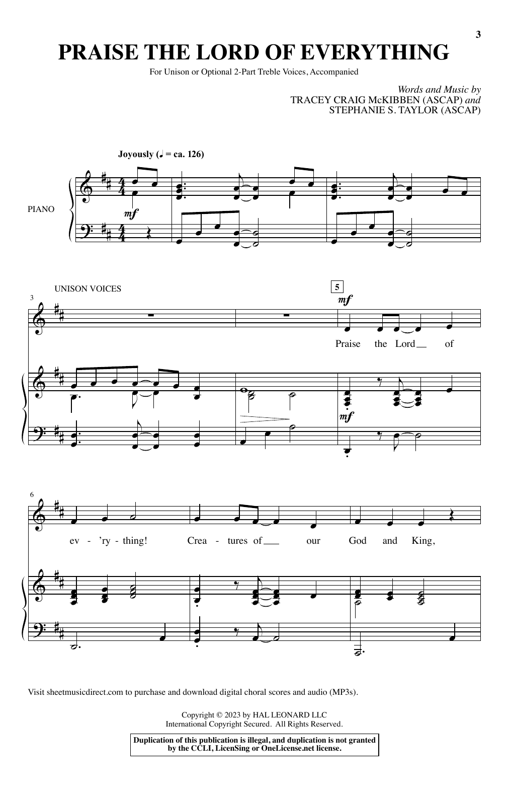 Download Tracey Craig McKibben and Stephanie S. Taylor Praise The Lord Of Everything Sheet Music and learn how to play Choir PDF digital score in minutes