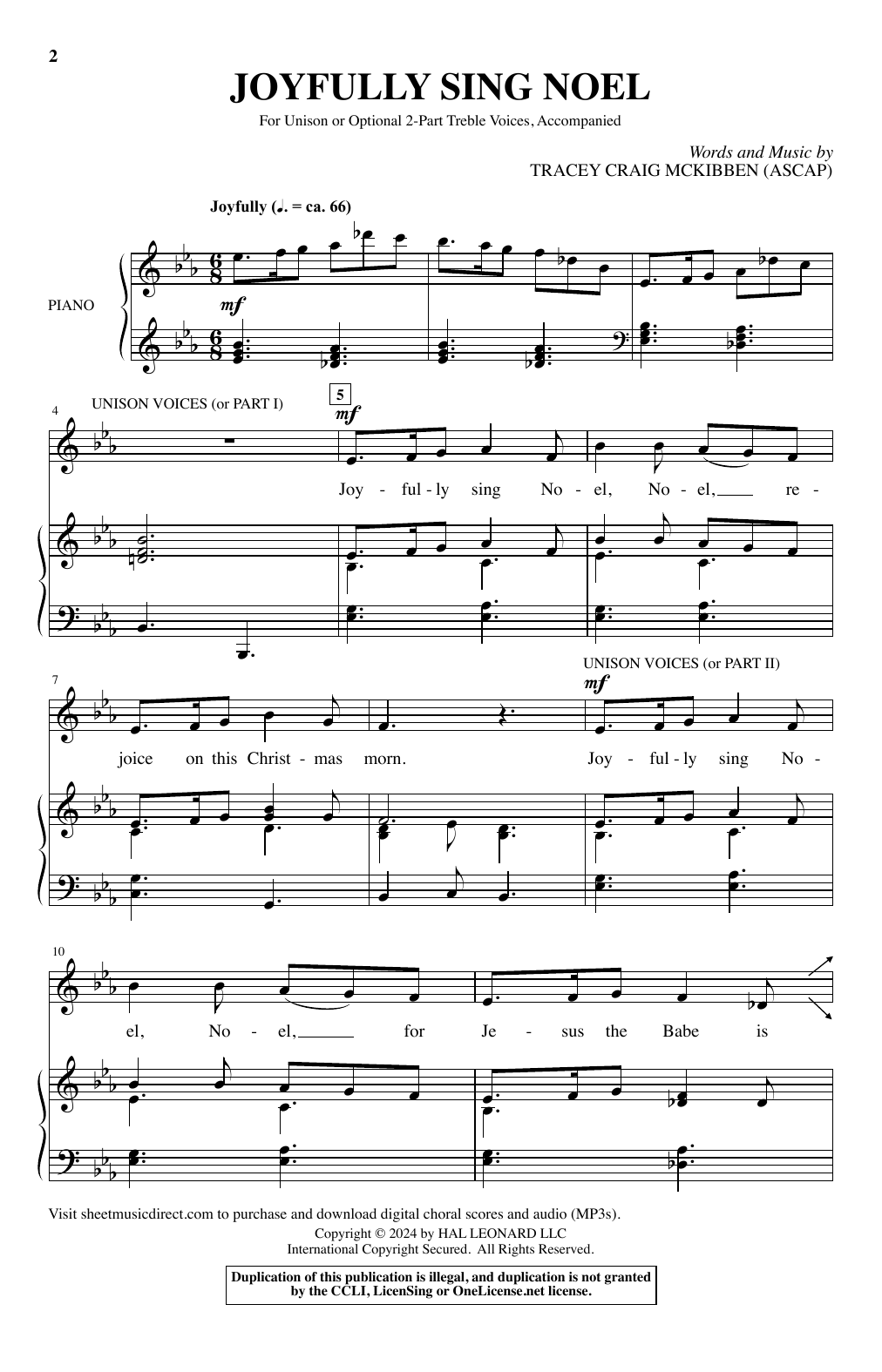 Download Tracey Craig McKibben Joyfully Sing Noel Sheet Music and learn how to play Choir PDF digital score in minutes