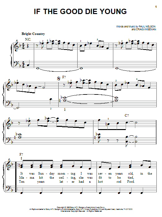 Download Tracy Lawrence If The Good Die Young Sheet Music and learn how to play Piano, Vocal & Guitar (Right-Hand Melody) PDF digital score in minutes