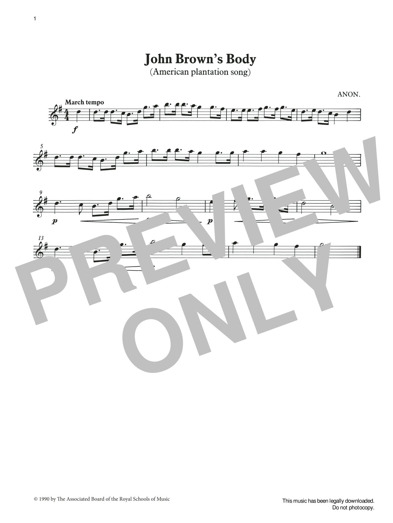 Download Trad. American John Brown's Body from Graded Music for Tuned Percussion, Book I Sheet Music and learn how to play Percussion Solo PDF digital score in minutes