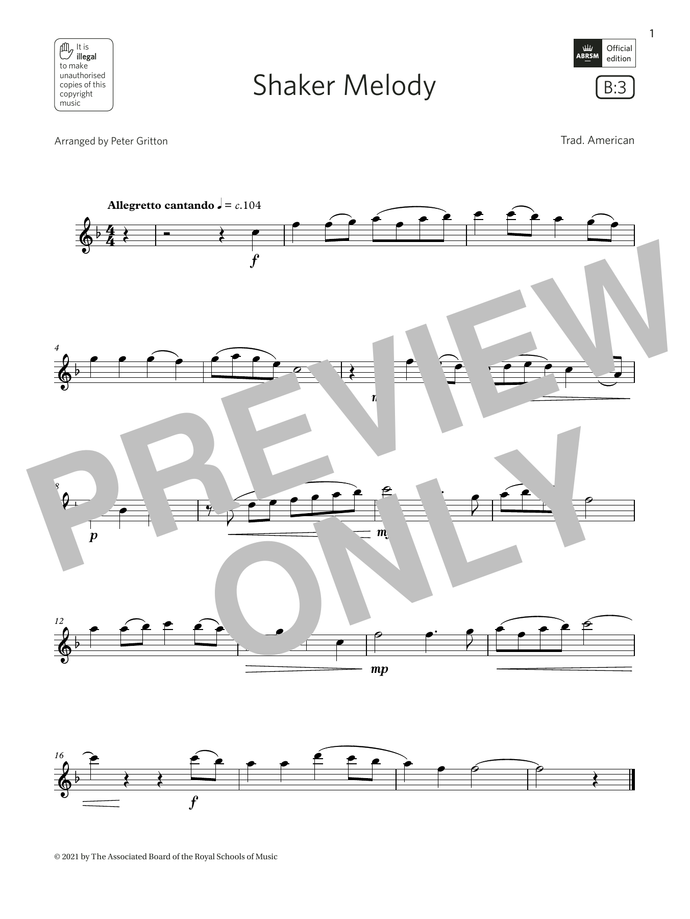 Download Trad. American Shaker Melody (Grade 2 List B3 from the ABRSM Flute syllabus from 2022) Sheet Music and learn how to play Flute Solo PDF digital score in minutes