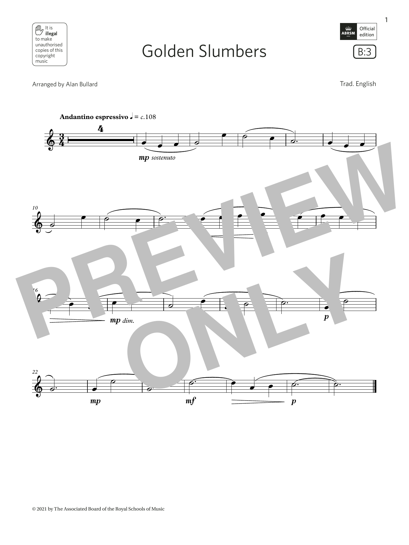 Download Trad. English Golden Slumbers (Grade 1 List B3 from the ABRSM Flute syllabus from 2022) Sheet Music and learn how to play Flute Solo PDF digital score in minutes