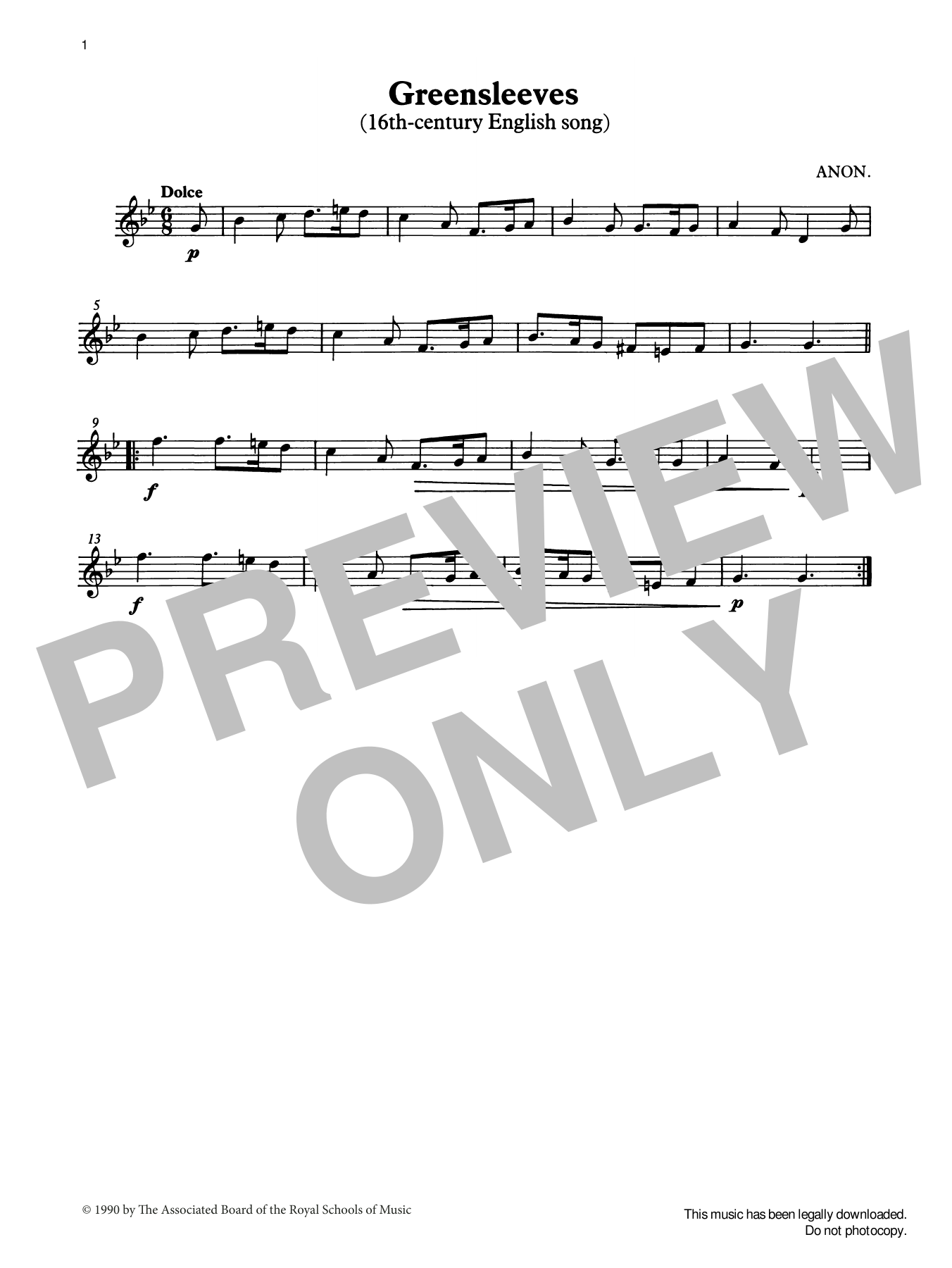 Download Trad. English Greensleeves from Graded Music for Tuned Percussion, Book II Sheet Music and learn how to play Percussion Solo PDF digital score in minutes