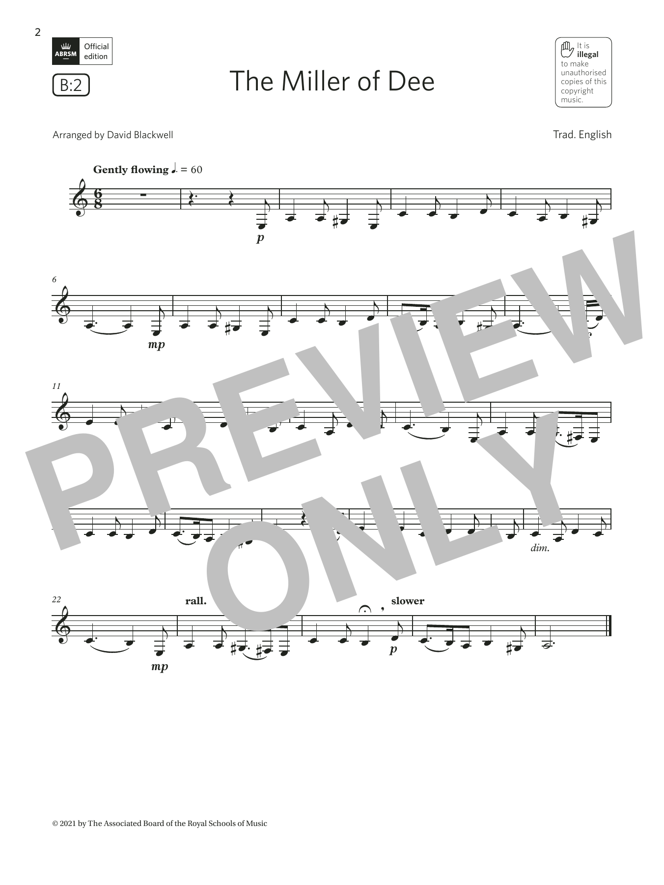 Download Trad. English The Miller of Dee (Grade 2 List B2 from the ABRSM Clarinet syllabus from 2022) Sheet Music and learn how to play Clarinet Solo PDF digital score in minutes