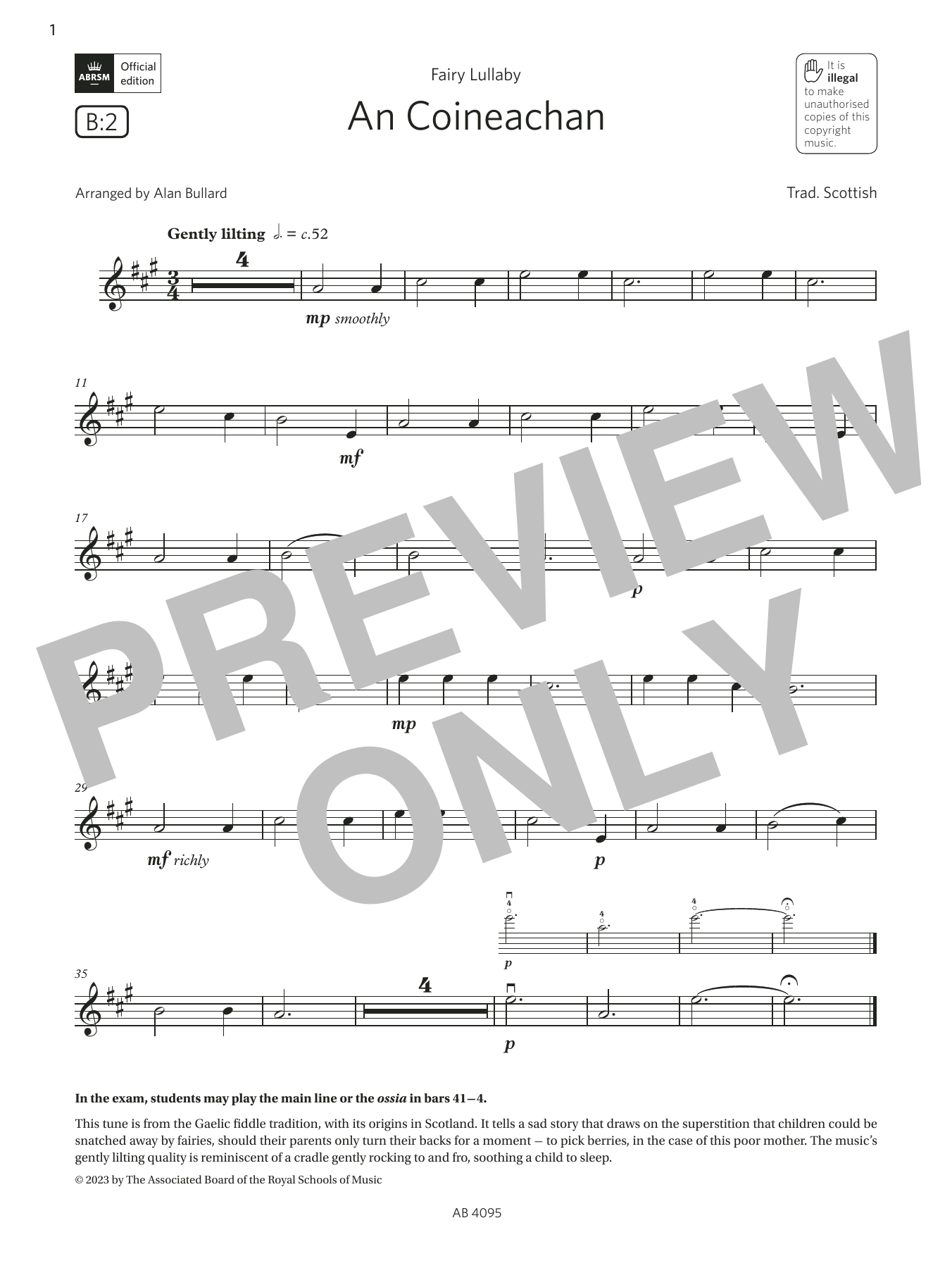 Download Trad. Scottish An Coineachan (Grade 1, B2, from the ABRSM Violin Syllabus from 2024) Sheet Music and learn how to play Violin Solo PDF digital score in minutes