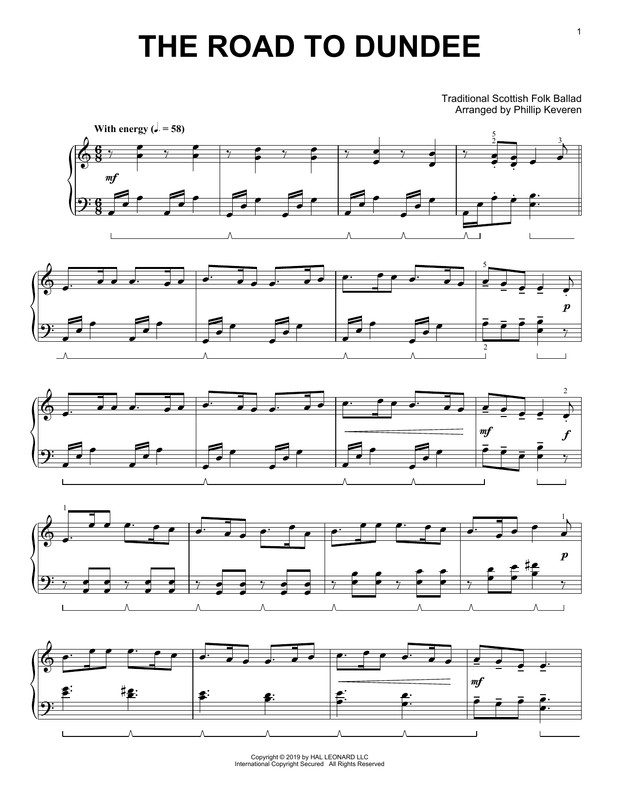 Download Trad. Scottish Folk Ballad The Road To Dundee (arr. Phillip Keveren) Sheet Music and learn how to play Piano Solo PDF digital score in minutes