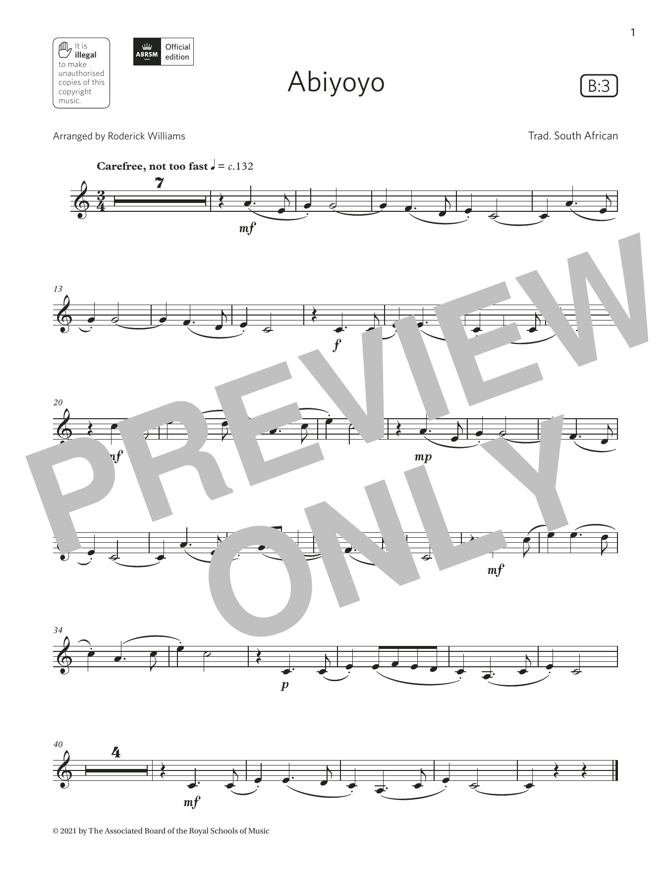 Download Trad. South African Abiyoyo (Grade 2 List B3 from the ABRSM Clarinet syllabus from 2022) Sheet Music and learn how to play Clarinet Solo PDF digital score in minutes