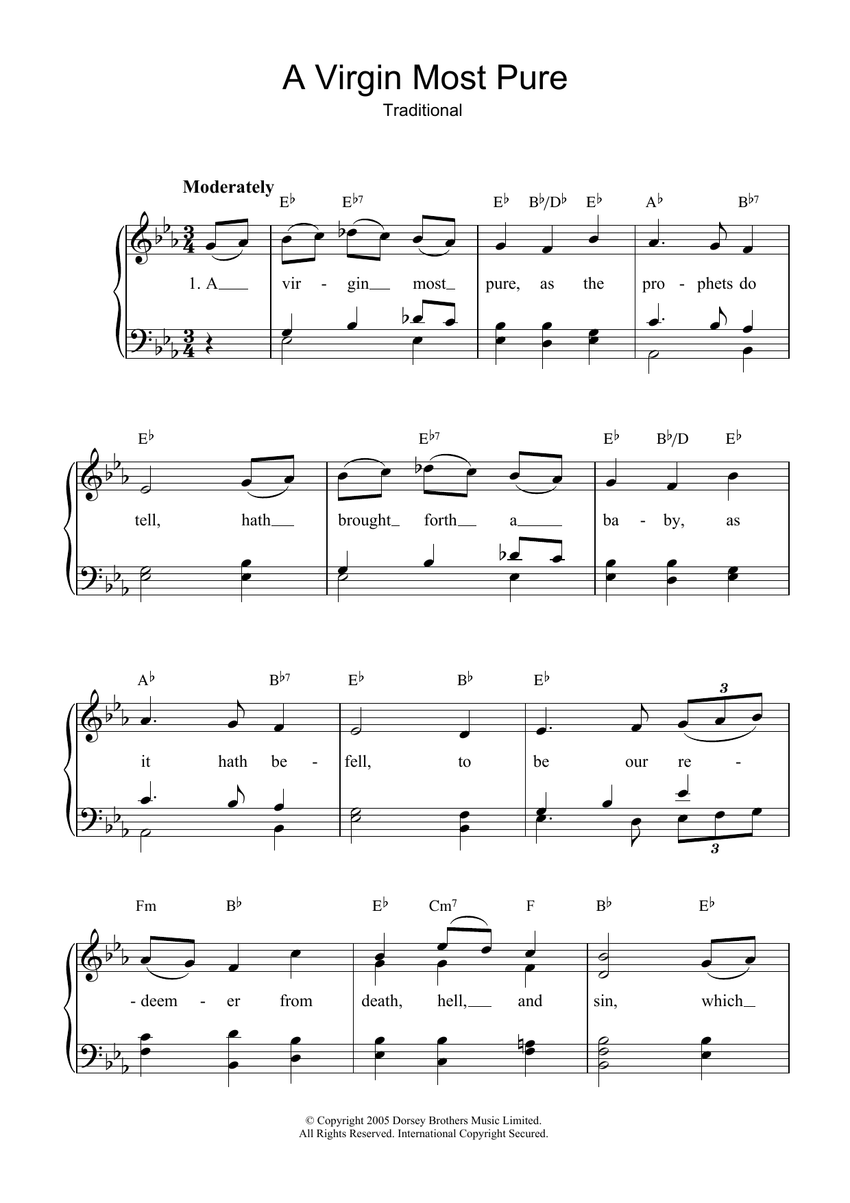 Download Traditional A Virgin Most Pure Sheet Music and learn how to play Piano & Vocal PDF digital score in minutes