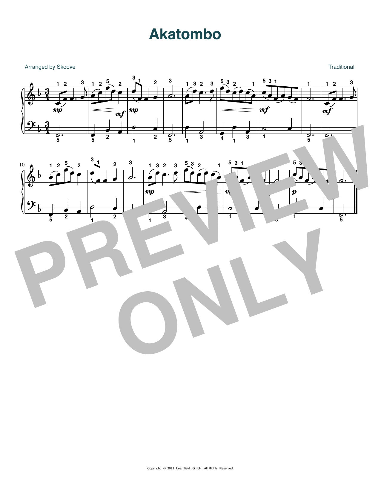 Download Traditional Akatombo (arr. Skoove) Sheet Music and learn how to play Easy Piano PDF digital score in minutes