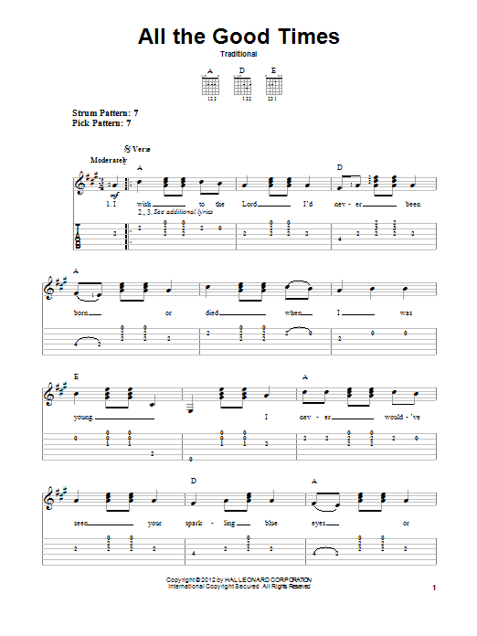 Download Traditional All The Good Times Sheet Music and learn how to play Real Book – Melody, Lyrics & Chords PDF digital score in minutes