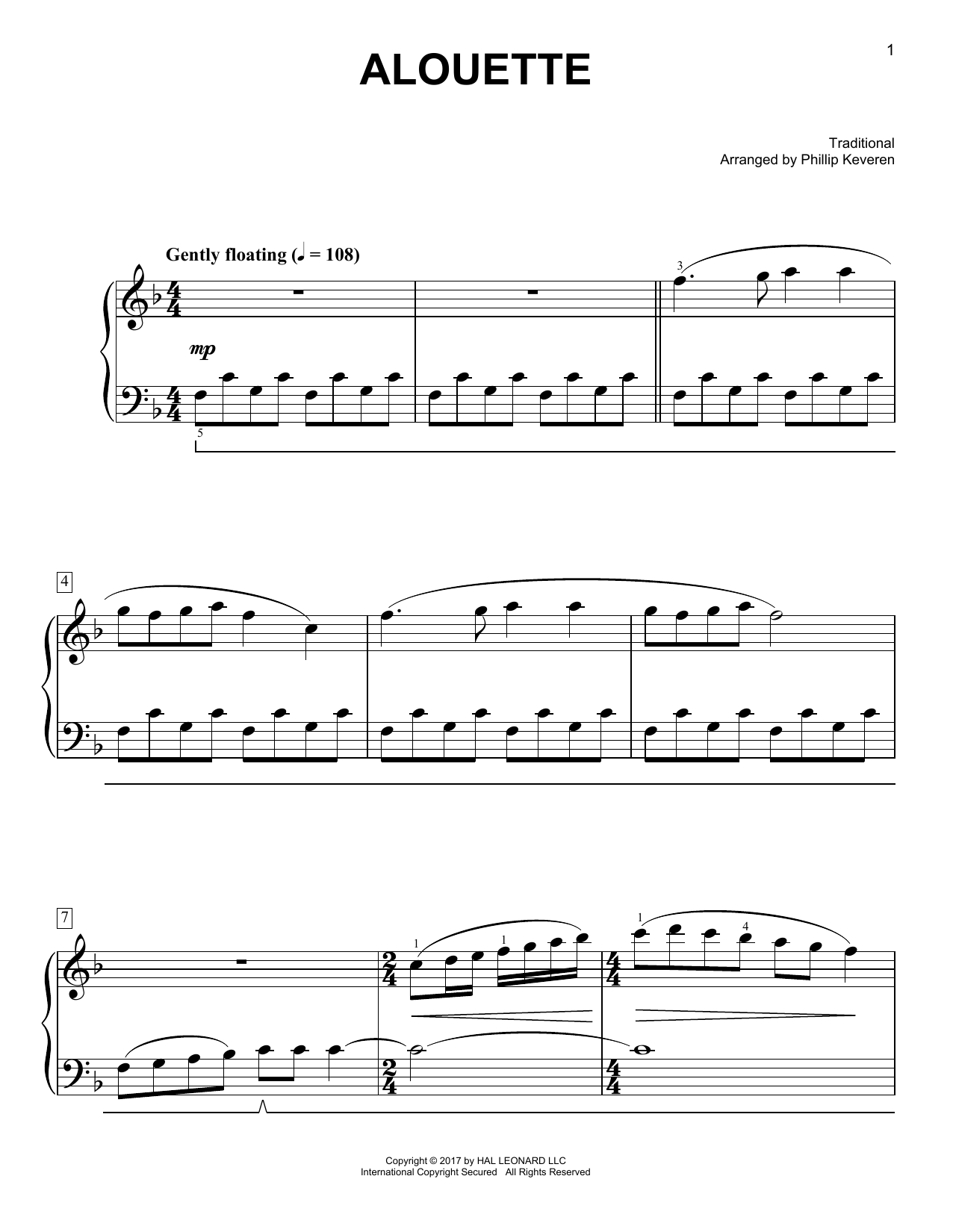 Download Phillip Keveren Alouette Sheet Music and learn how to play Easy Piano PDF digital score in minutes