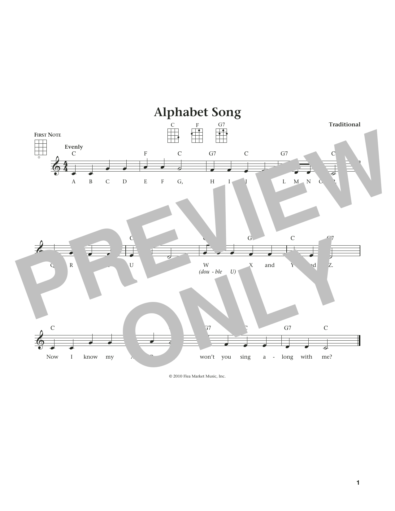 Download Traditional Alphabet Song Sheet Music and learn how to play Ukulele PDF digital score in minutes