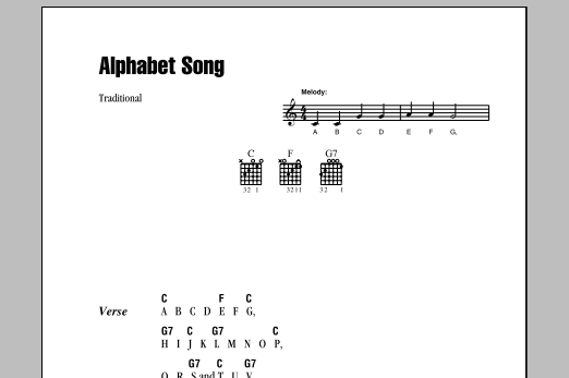 Download Traditional Alphabet Song Sheet Music and learn how to play Easy Guitar Tab PDF digital score in minutes