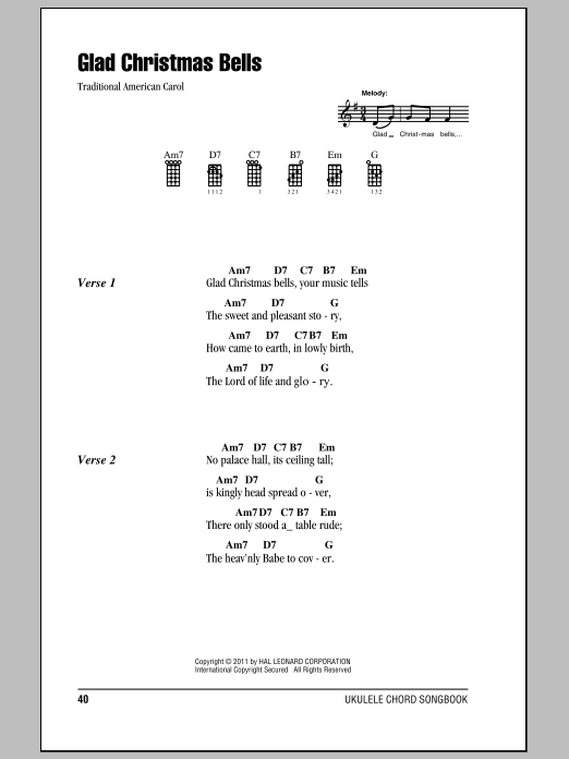 Download Traditional Carol Glad Christmas Bells Sheet Music and learn how to play Easy Guitar Tab PDF digital score in minutes