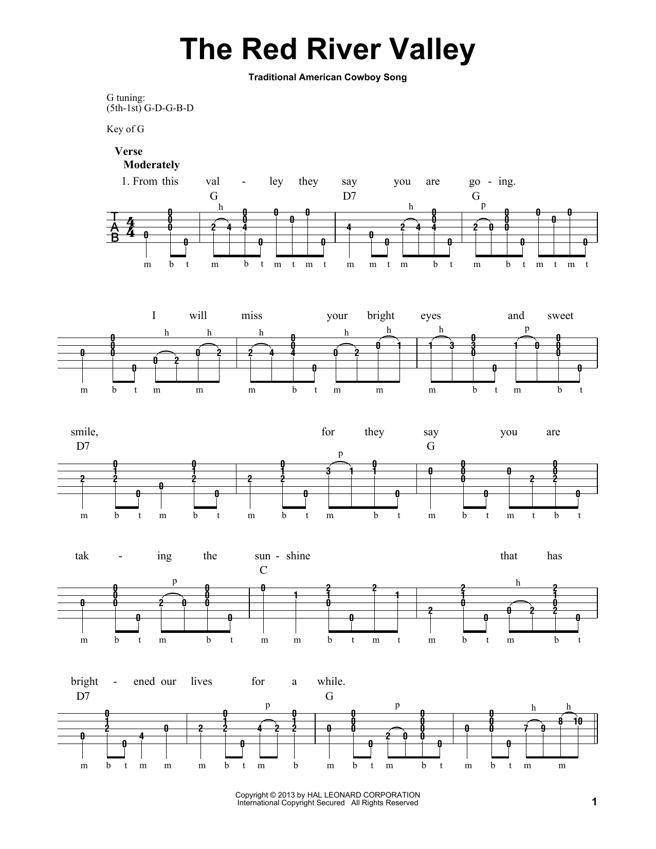 Download Michael Miles The Red River Valley Sheet Music and learn how to play Banjo PDF digital score in minutes