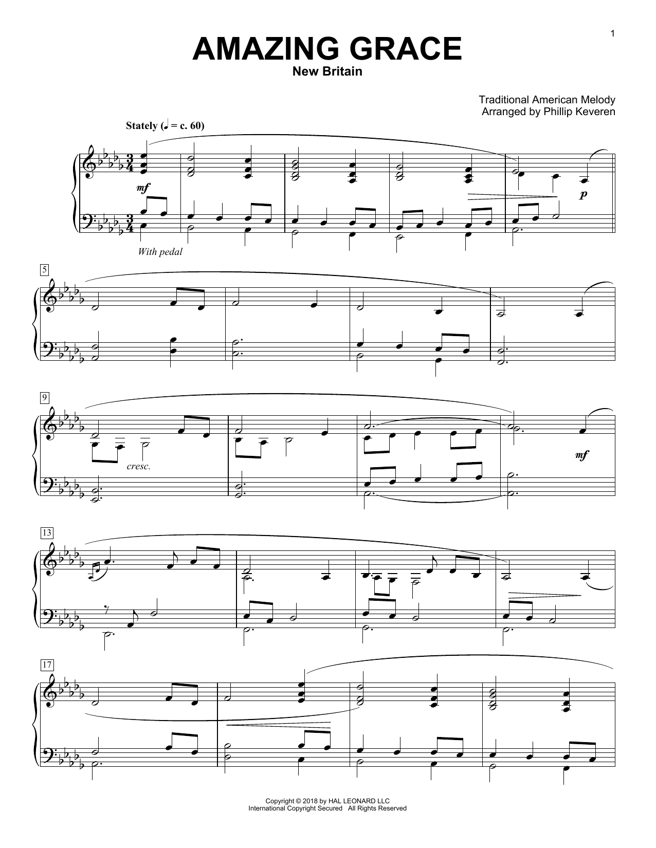 Download Traditional American Melody Amazing Grace [Classical version] (arr. Phillip Keveren) Sheet Music and learn how to play Piano Solo PDF digital score in minutes