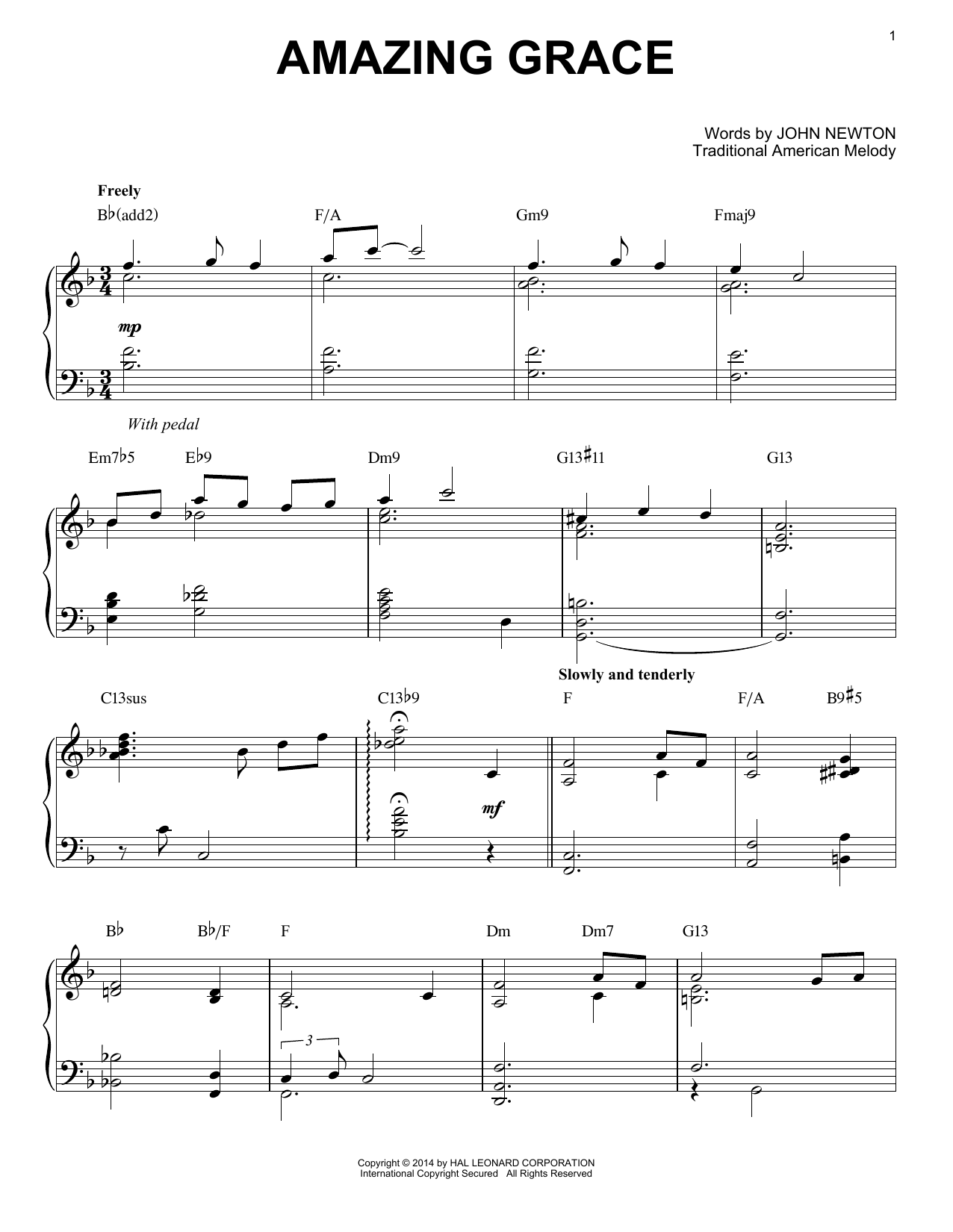 Download Traditional American Melody Amazing Grace Sheet Music and learn how to play Piano PDF digital score in minutes