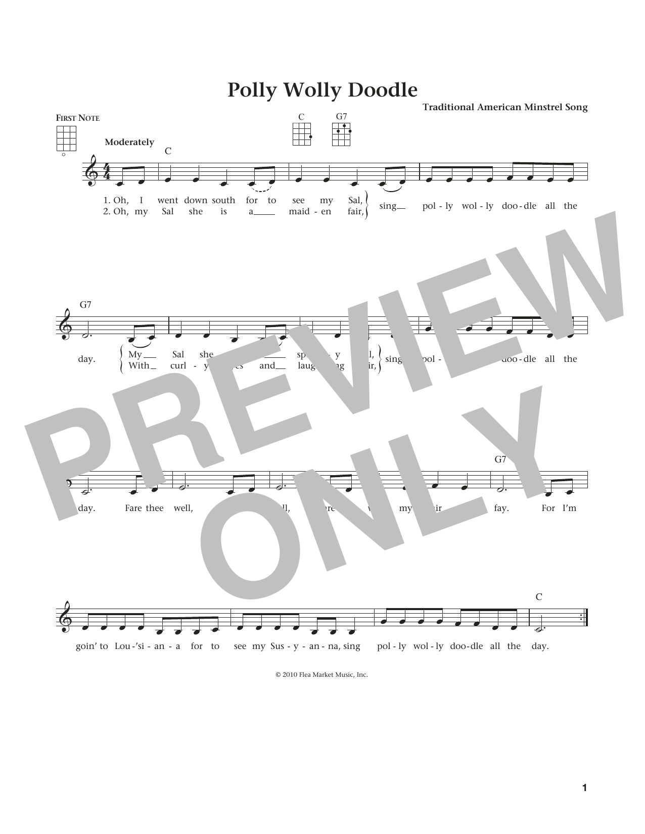 Download Traditional American Minstrel Polly Wolly Doodle Sheet Music and learn how to play Ukulele PDF digital score in minutes