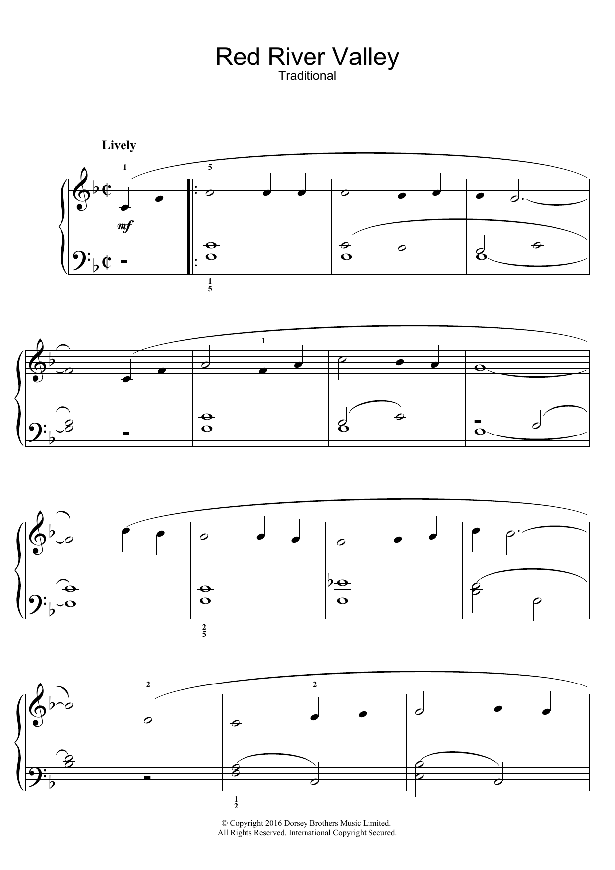 Download Traditional American Red River Valley Sheet Music and learn how to play Easy Piano PDF digital score in minutes
