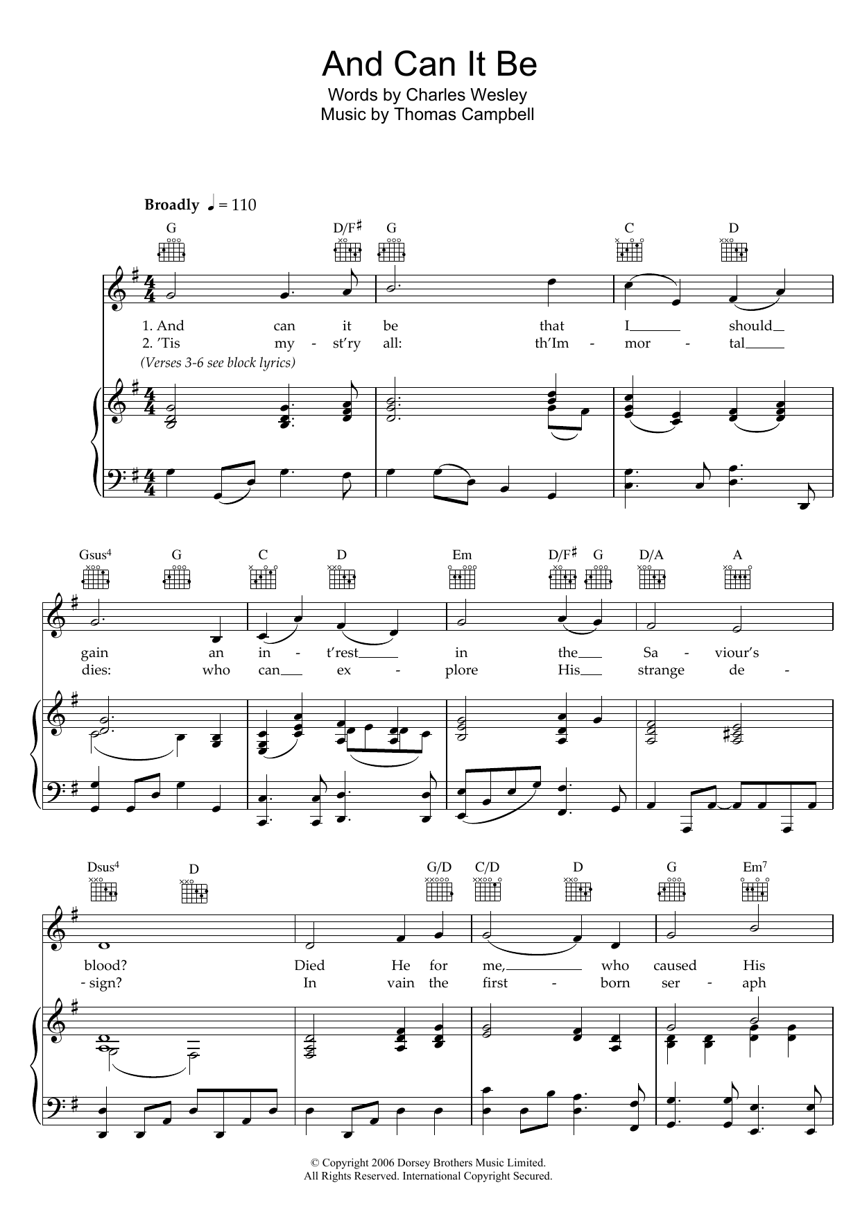 Download Traditional And Can It Be Sheet Music and learn how to play Piano, Vocal & Guitar (Right-Hand Melody) PDF digital score in minutes