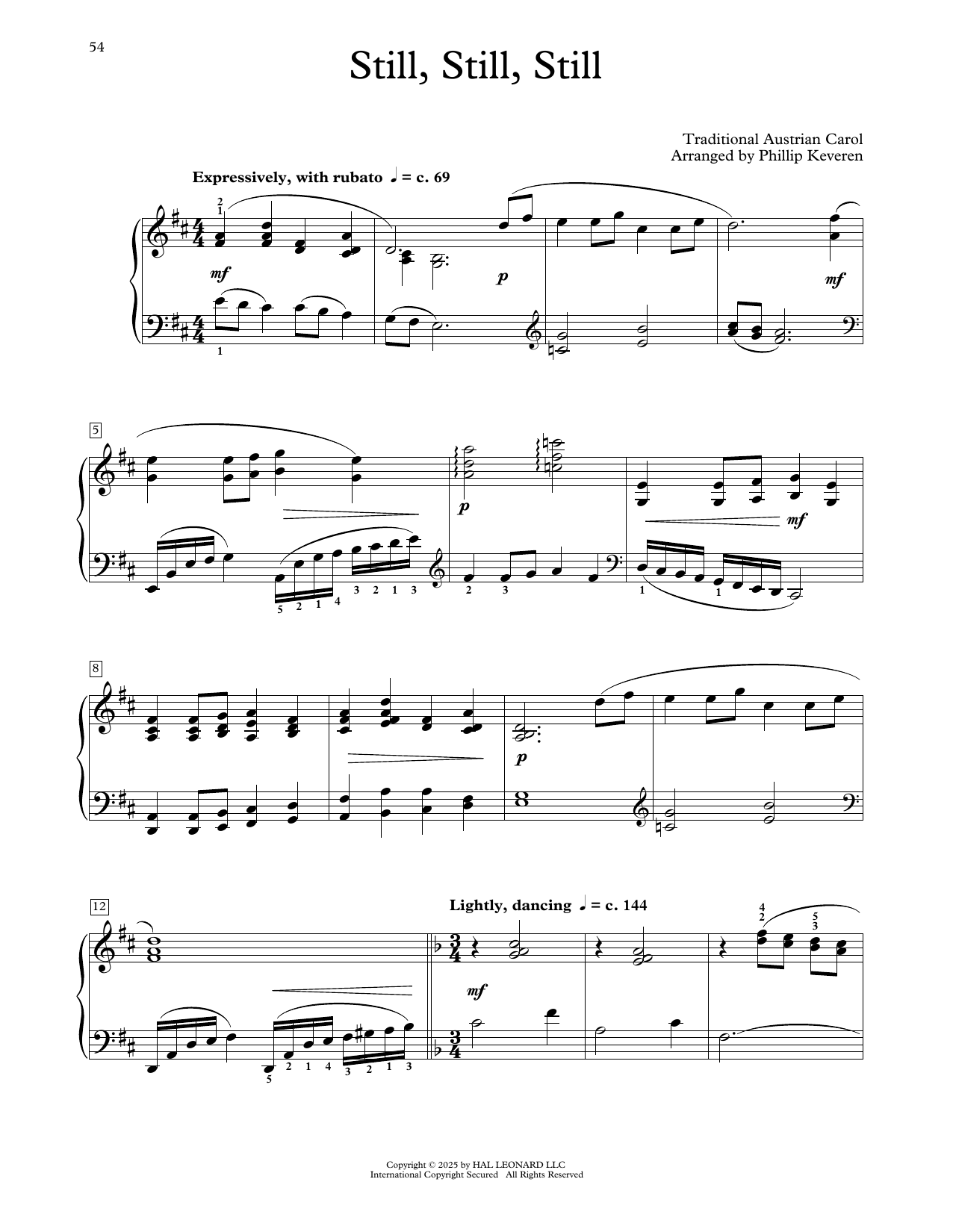 Download Traditional Austrian Carol Still, Still, Still (arr. Phillip Keveren) Sheet Music and learn how to play Educational Piano PDF digital score in minutes