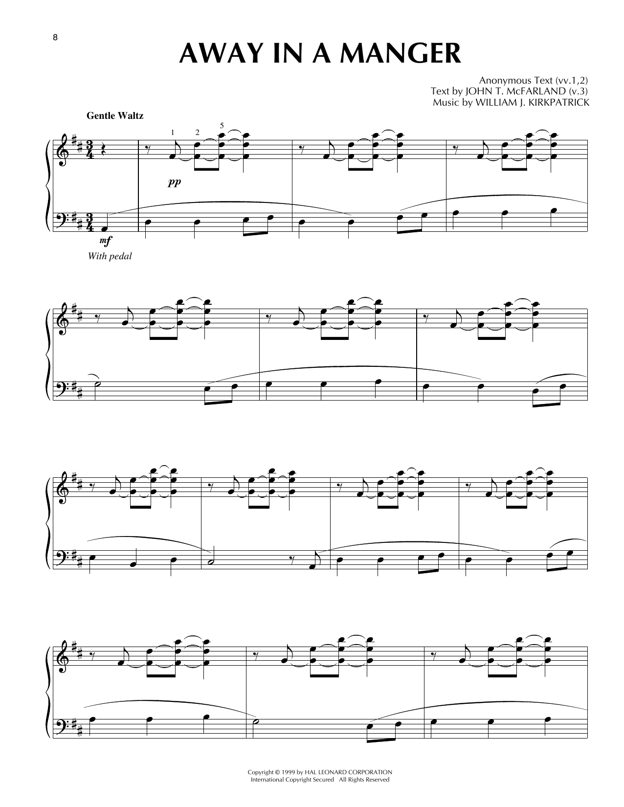 Download Traditional Away In A Manger [Jazz version] (arr. Frank Mantooth) Sheet Music and learn how to play Piano Solo PDF digital score in minutes