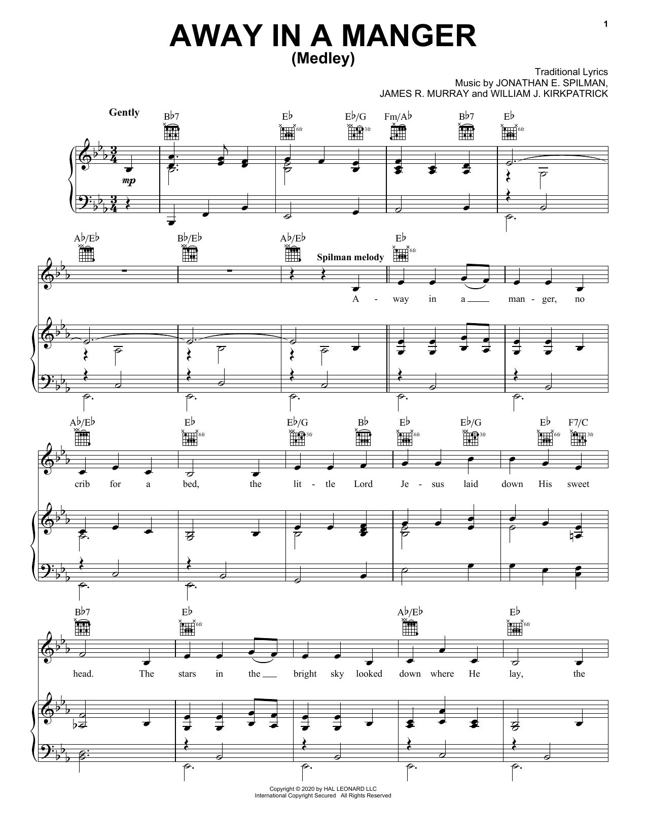 Download Traditional Away In A Manger (Medley) Sheet Music and learn how to play Piano, Vocal & Guitar Chords (Right-Hand Melody) PDF digital score in minutes