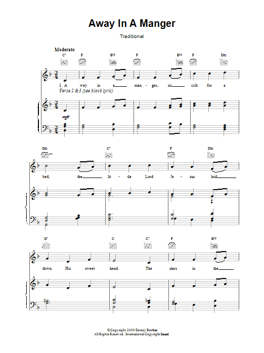 Download Christmas Carol Away In A Manger Sheet Music and learn how to play Keyboard PDF digital score in minutes