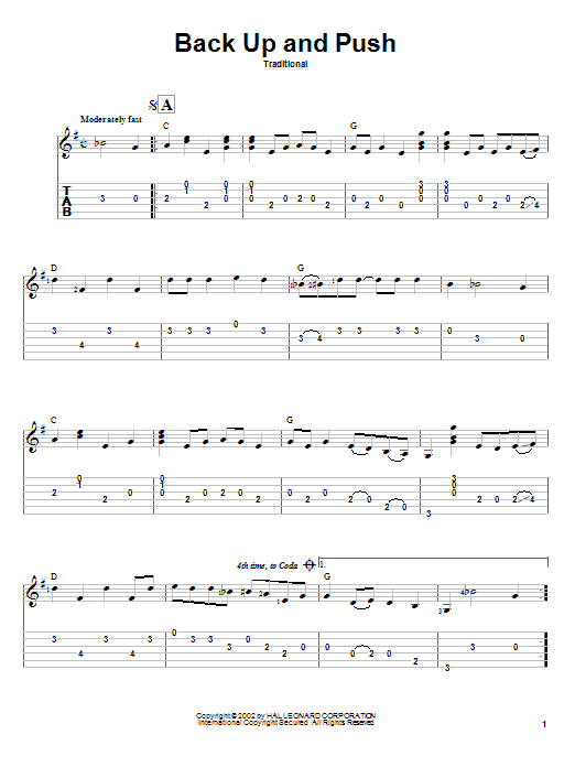Download Traditional Back Up And Push Sheet Music and learn how to play Guitar Tab PDF digital score in minutes