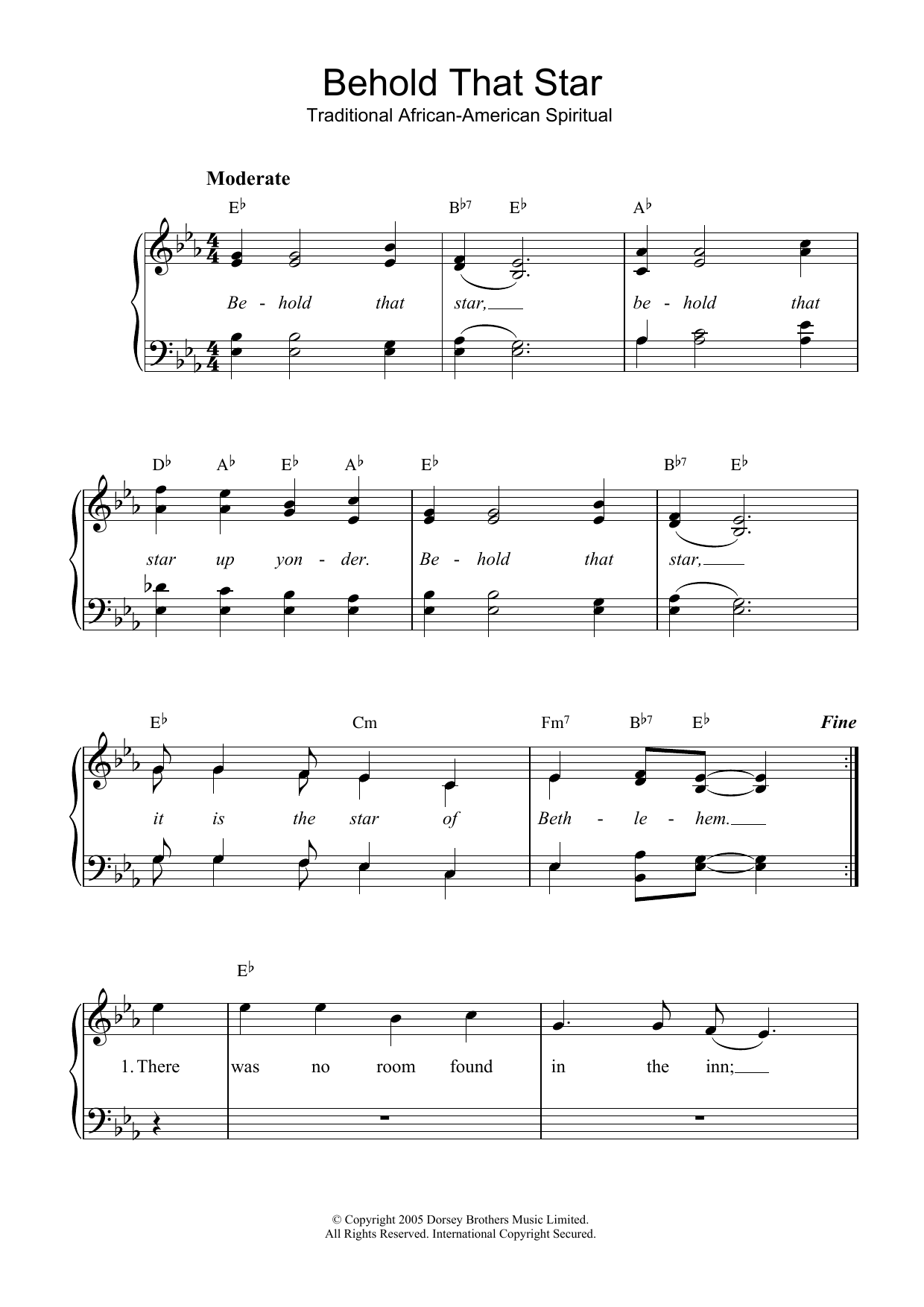 Download Traditional Behold That Star Sheet Music and learn how to play Piano & Vocal PDF digital score in minutes