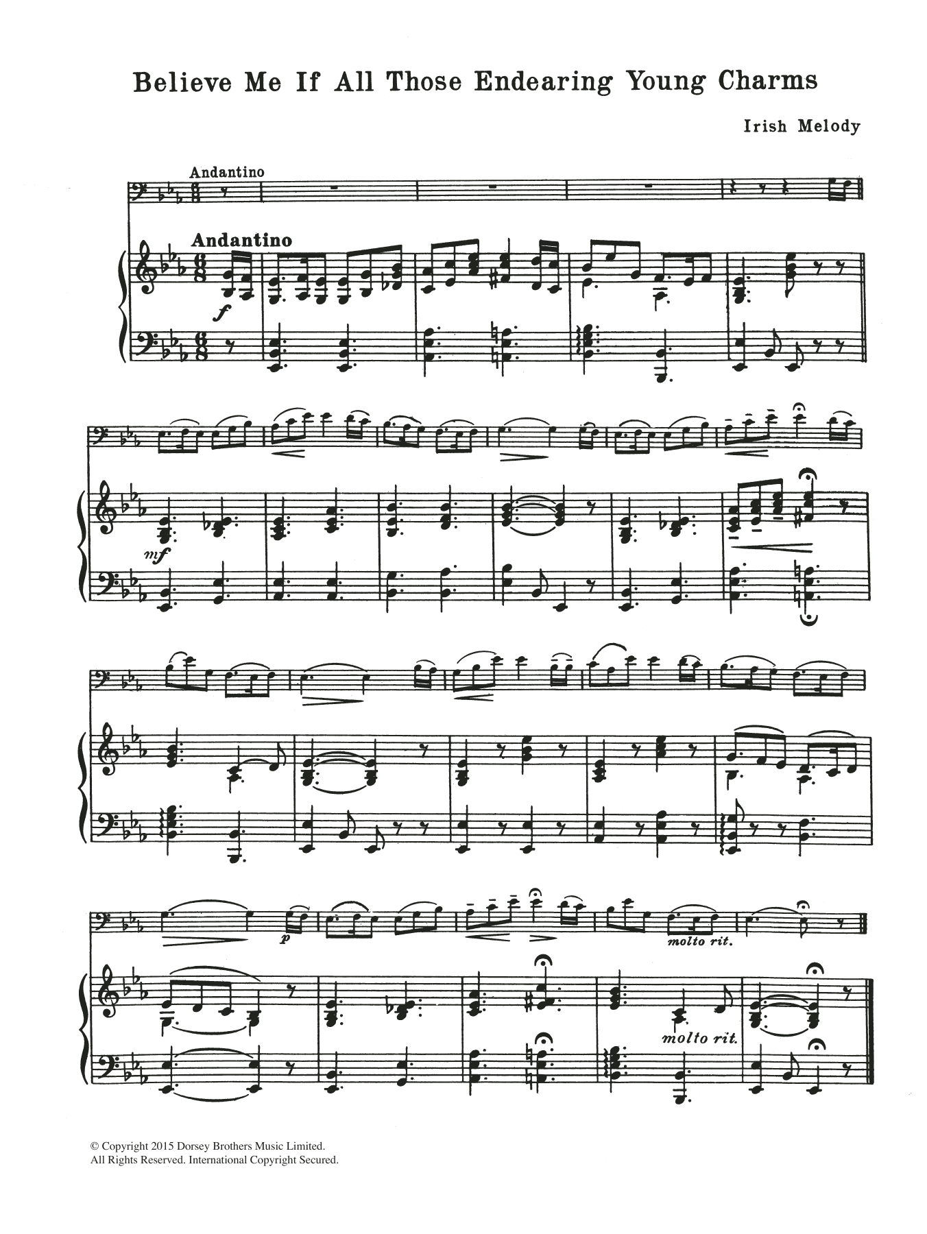 Download Traditional Believe Me If All Those Endearing Young Charms Sheet Music and learn how to play Cello PDF digital score in minutes