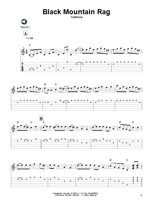 Download Traditional Black Mountain Rag Sheet Music and learn how to play Easy Guitar Tab PDF digital score in minutes