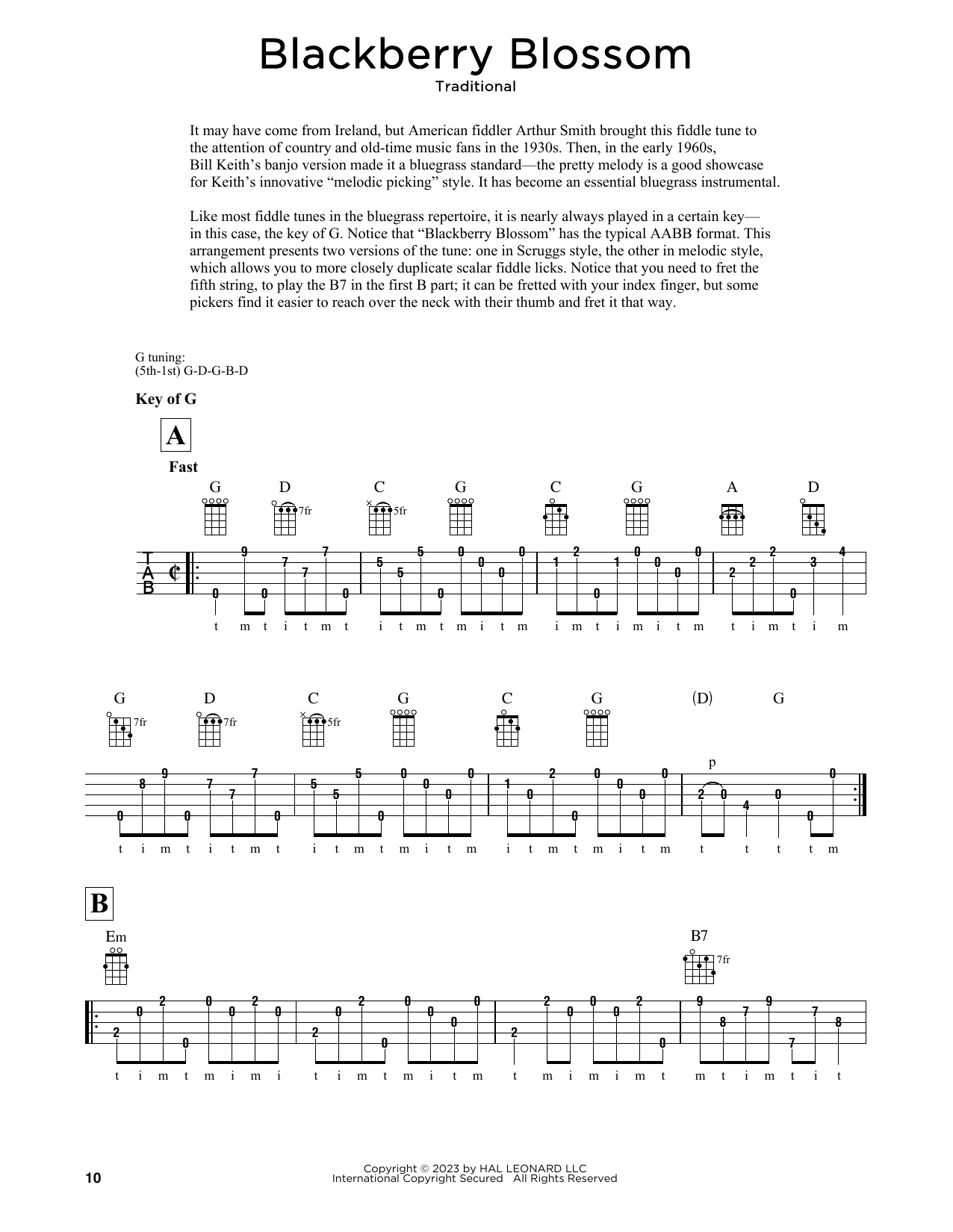 Download Traditional Blackberry Blossom (arr. Fred Sokolow) Sheet Music and learn how to play Solo Guitar PDF digital score in minutes