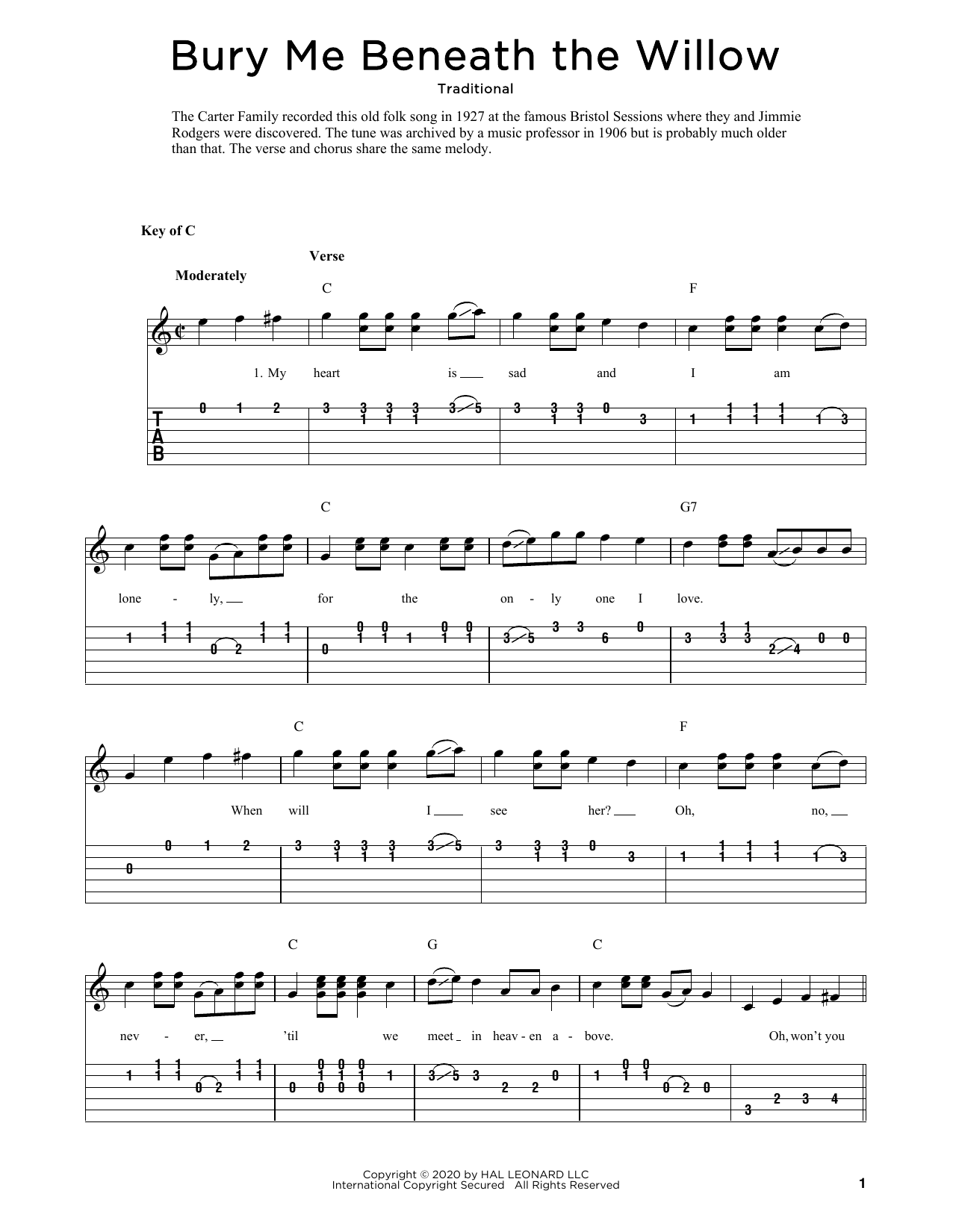 Download Traditional Bury Me Beneath The Willow (arr. Fred Sokolow) Sheet Music and learn how to play Banjo Tab PDF digital score in minutes