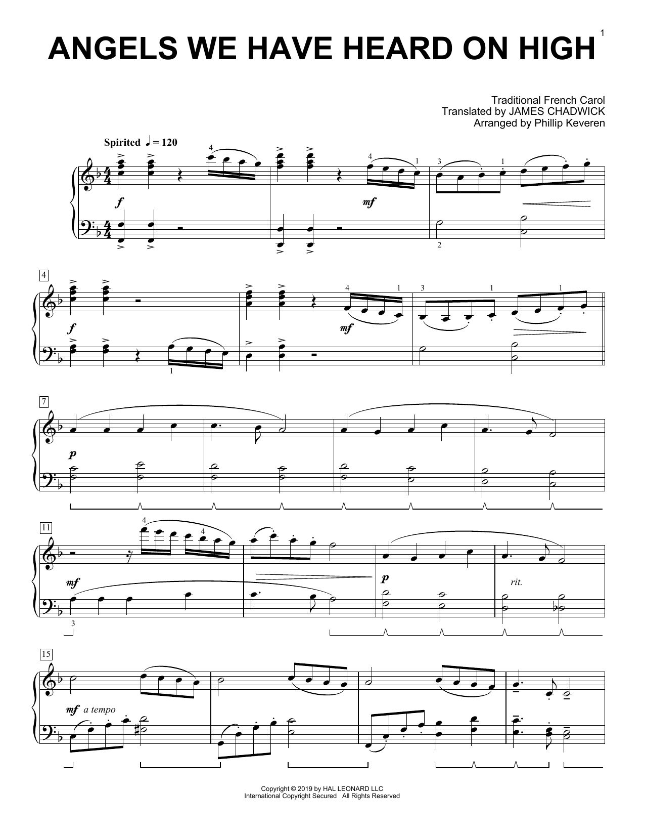 Download Traditional Carol Angels We Have Heard On High [Classical version] (arr. Phillip Keveren) Sheet Music and learn how to play Piano Solo PDF digital score in minutes