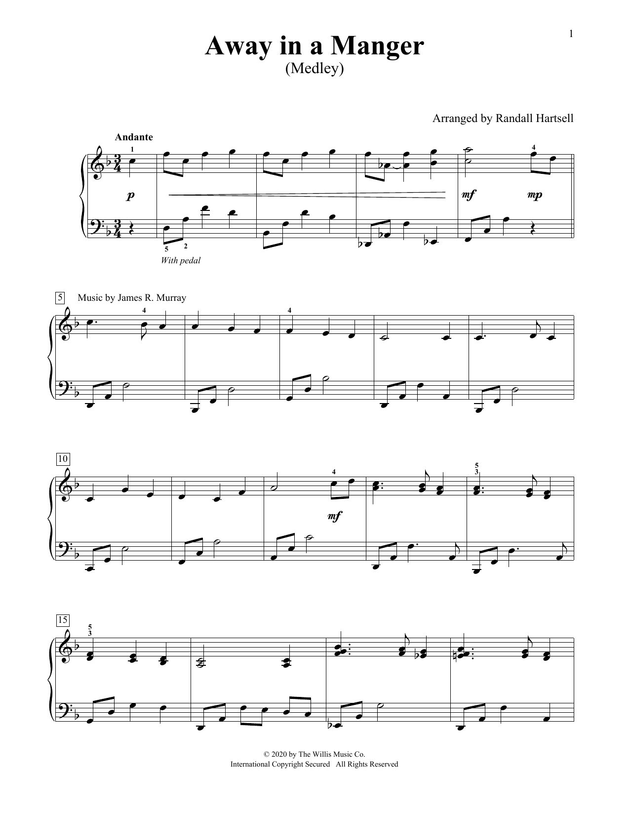 Download Traditional Carol Away In A Manger (Medley) (arr. Randall Hartsell) Sheet Music and learn how to play Educational Piano PDF digital score in minutes