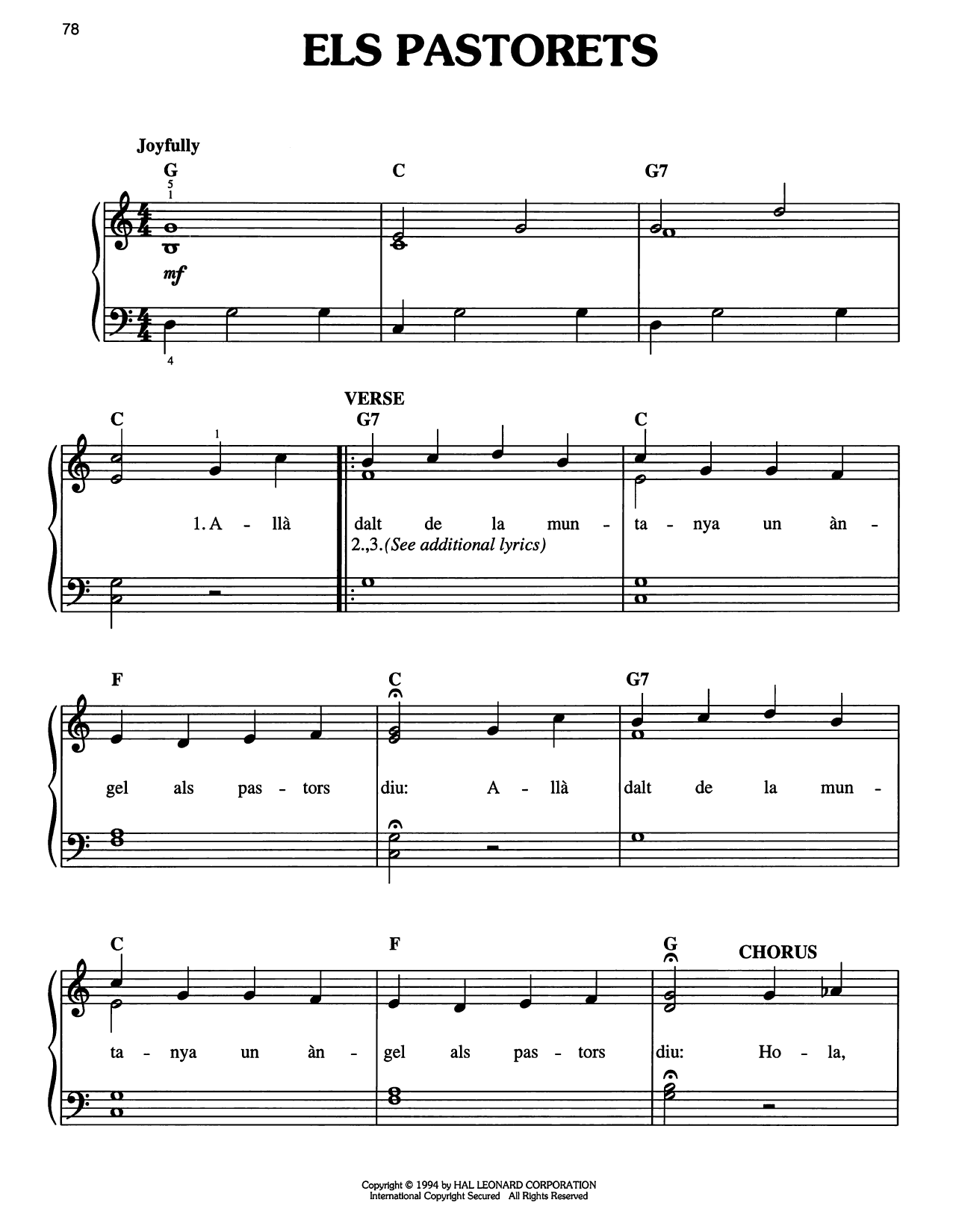 Download Traditional Carol Els Pastorets Sheet Music and learn how to play Easy Piano PDF digital score in minutes