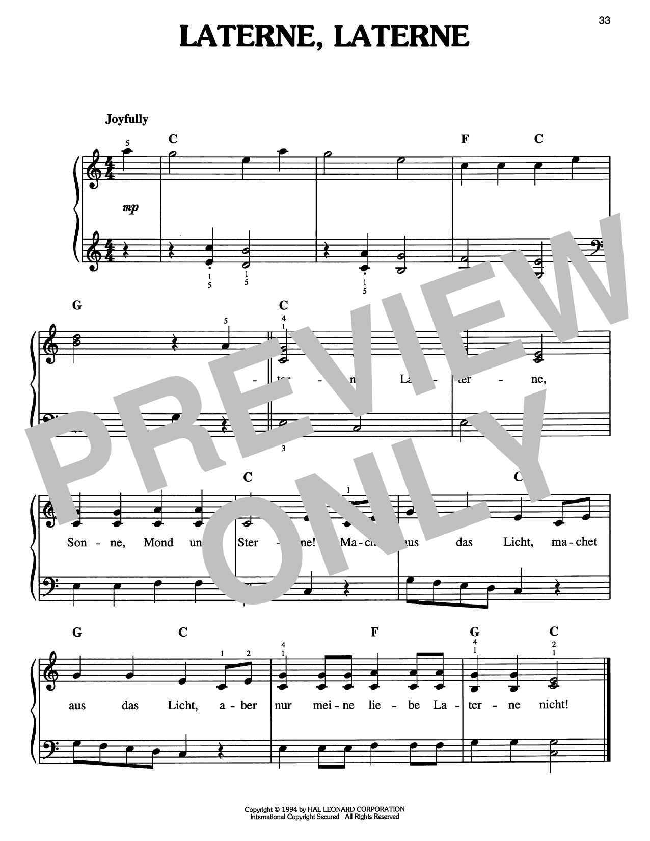 Download Traditional Carol Laterne, Laterne Sheet Music and learn how to play Easy Piano PDF digital score in minutes