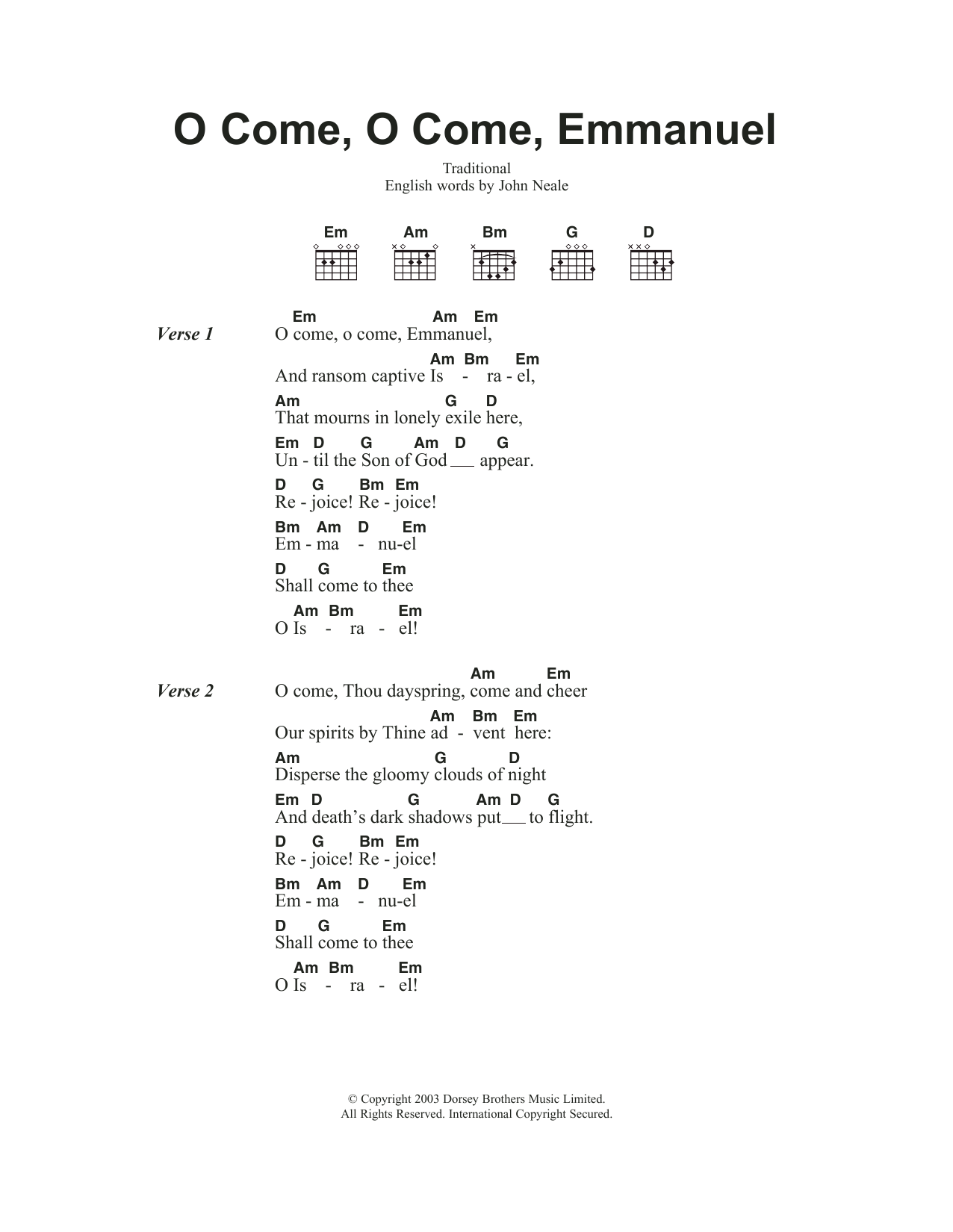 Download Traditional Carol O Come, O Come, Emmanuel Sheet Music and learn how to play Ukulele PDF digital score in minutes