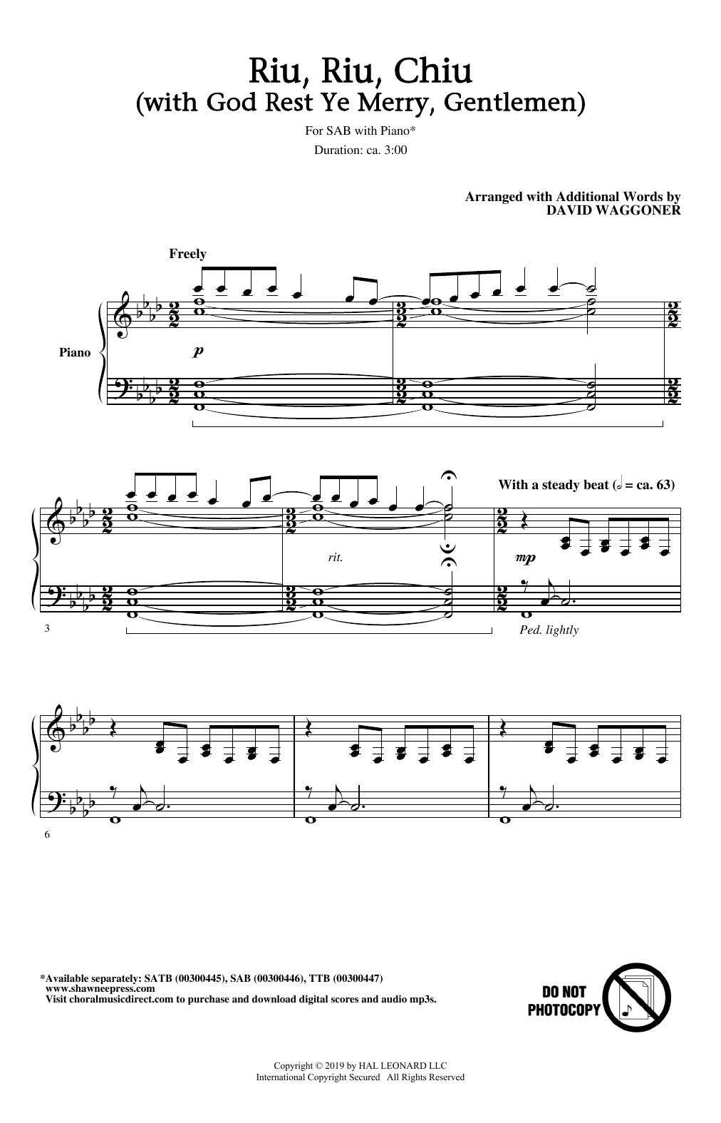 Download Traditional Carol Riu, Riu, Chiu (with God Rest Ye Merry, Gentlemen) (arr. David Waggoner) Sheet Music and learn how to play TTBB Choir PDF digital score in minutes
