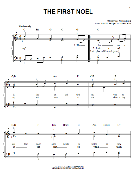 Download Traditional Carol The First Noel Sheet Music and learn how to play Piano (Big Notes) PDF digital score in minutes